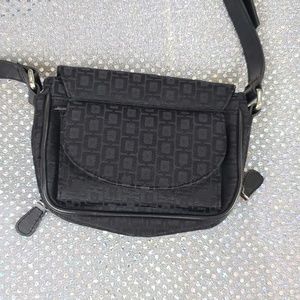 Black Patterned Multi Pocket Shoulder Bag/Purse